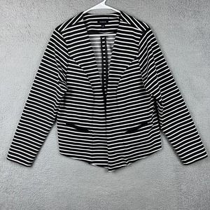 Torrid 1X Blazer Jacket Stretch Black White Stripe Pockets